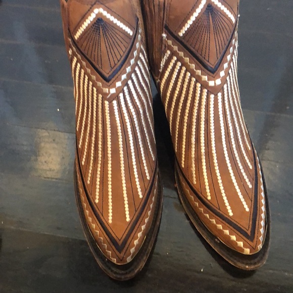 Yippee Ki Yay by Old Gringo Quincy Suede Shedron Ankle Boots  5 New Brown Multi - Picture 12 of 12